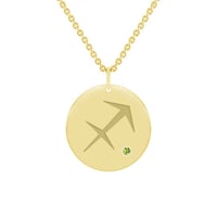 Zlatý přívěsek se znamením a olivínem Střelec