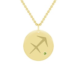 Zlatý přívěsek se znamením a olivínem Střelec