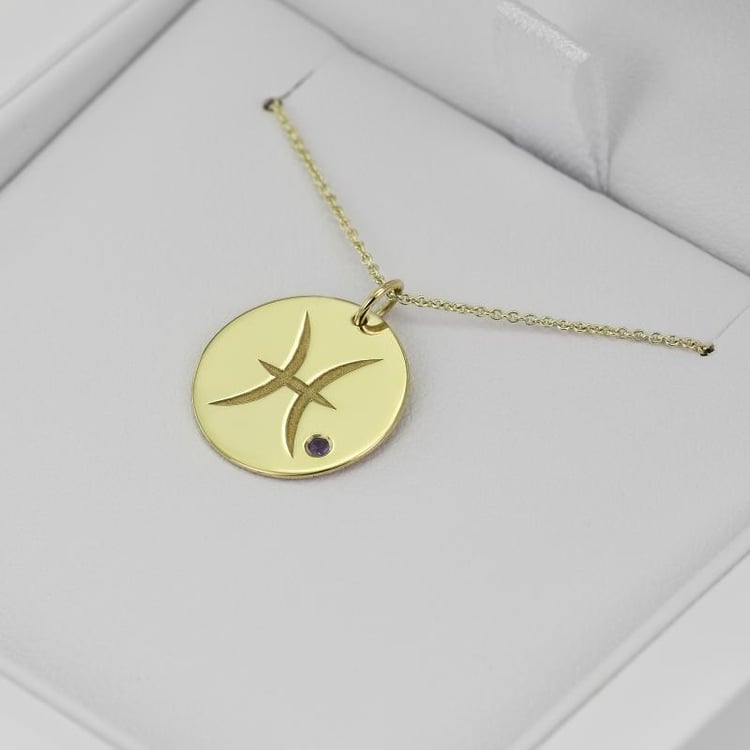 Stříbrný přívěsek se znamením a ametystem Ryby 103409