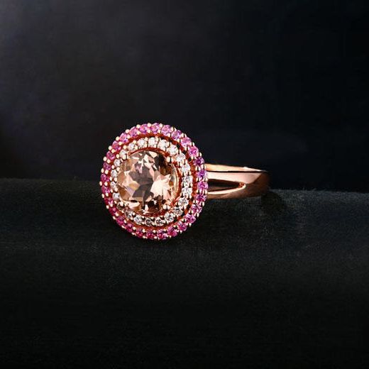 Zlatý morganitový prsten 10083