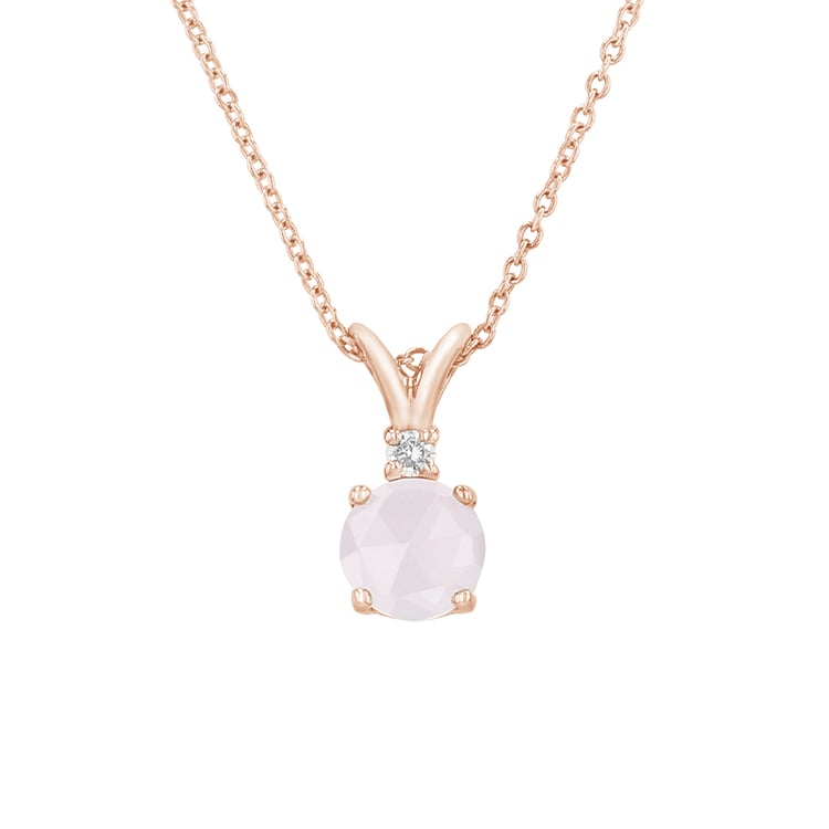 Přívěsek z růžového zlata s růženínem a diamantem 79712