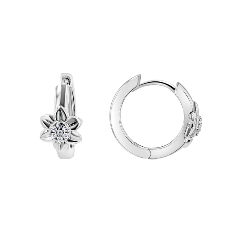 Stříbrné kruhové náušnice s květy