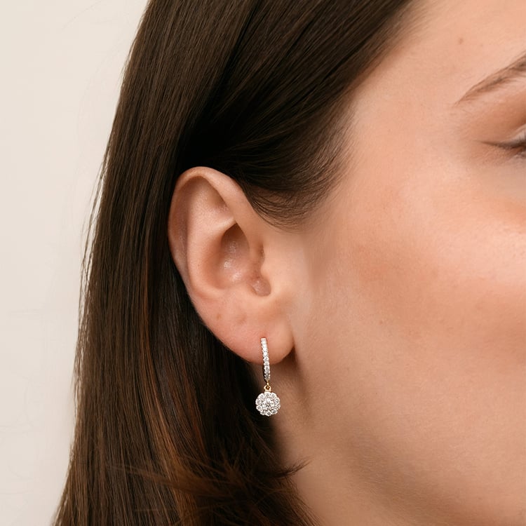 Zlaté kruhové náušnice s přírodními diamanty 158745