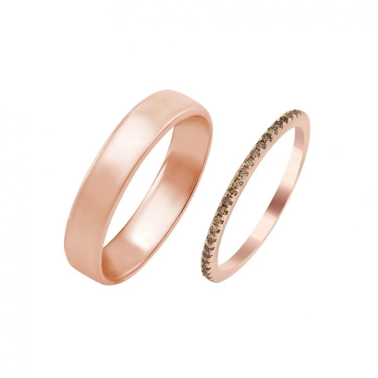 Snubní eternity prsten s champagne diamanty a pánský komfortní