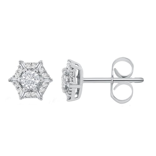 Náušnice ve tvaru hexagon s lab-grown diamanty Shamil