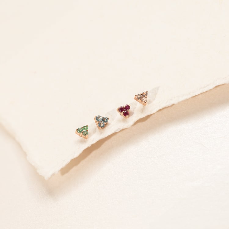 Zlatá piercing náušnice s akvamaríny Masha 138321