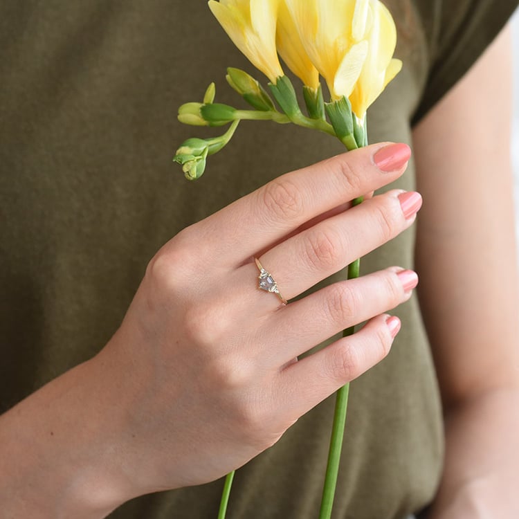 Salt and pepper diamant ve zlatém prstenu 82466