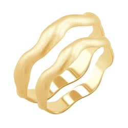 Matné vlnité snubní prsteny ze zlata Keller