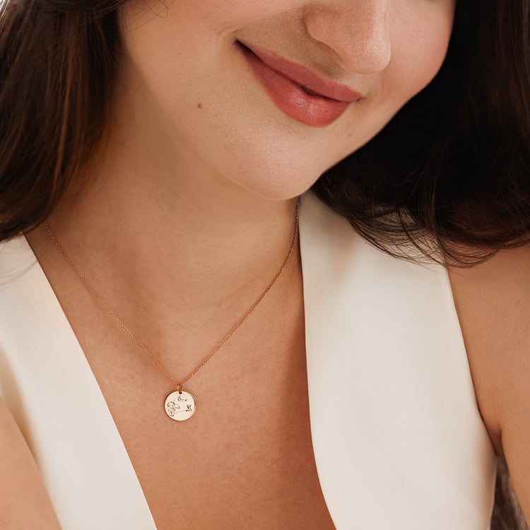 Zlatý přívěsek Malý princ s liškou a gravírem 157464