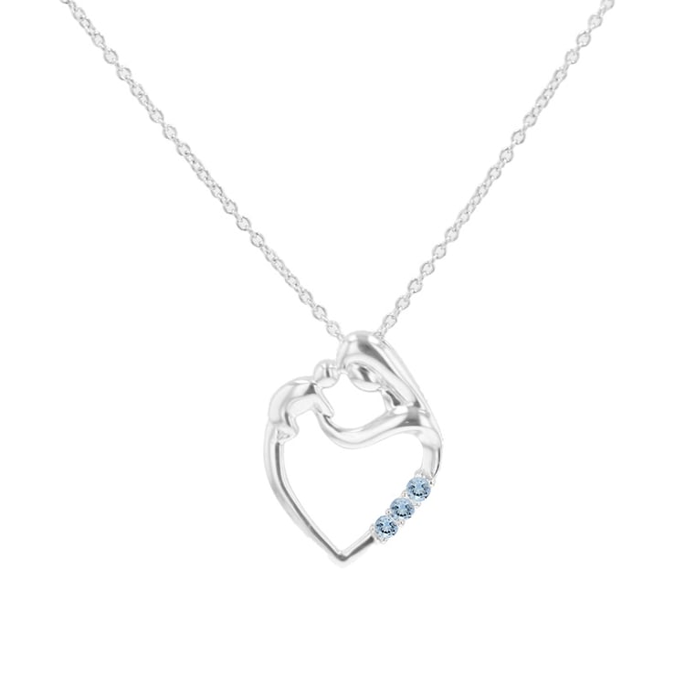 Stříbrný přívěsek matka a dítě s akvamaríny Eisa