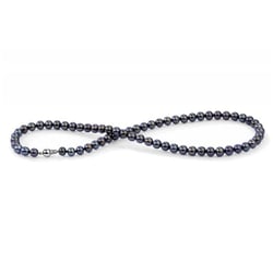 Zlatý náhrdelník s černými 6-6.50mm perlami Elodie