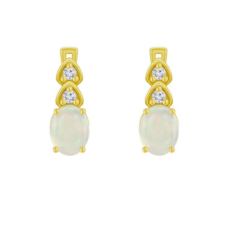 Pozlacené visací náušnice s opály a zirkony 48229