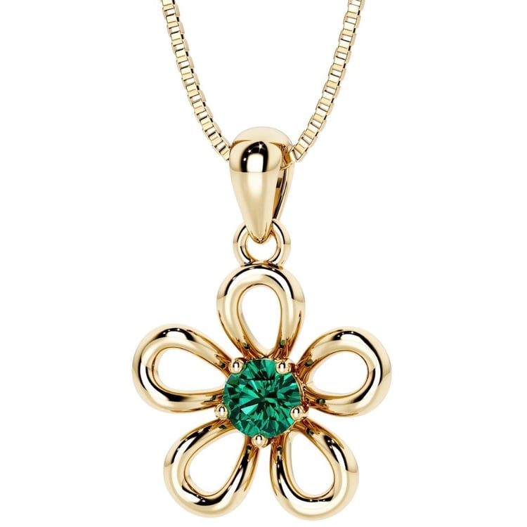 Květinový stříbrný přívěsek se smargdem