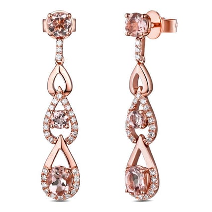 Visací náušnice s morganity a diamanty Rhemy