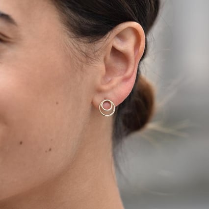 Zlaté napichovací dvojité kroužky Signife