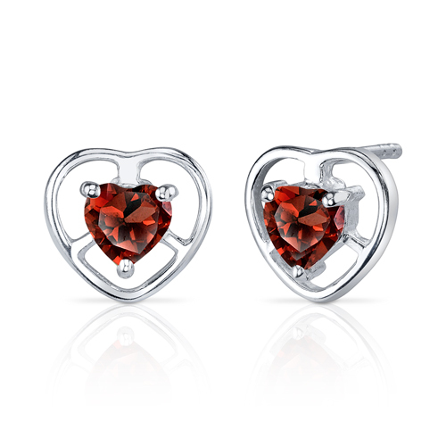 Stříbrné náušnice s granáty