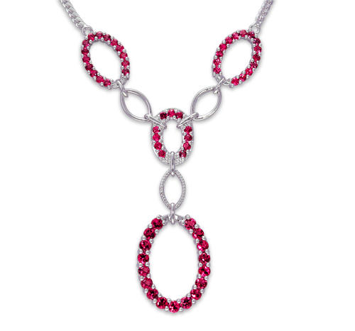 Stříbrný náhrdelník s rubíny