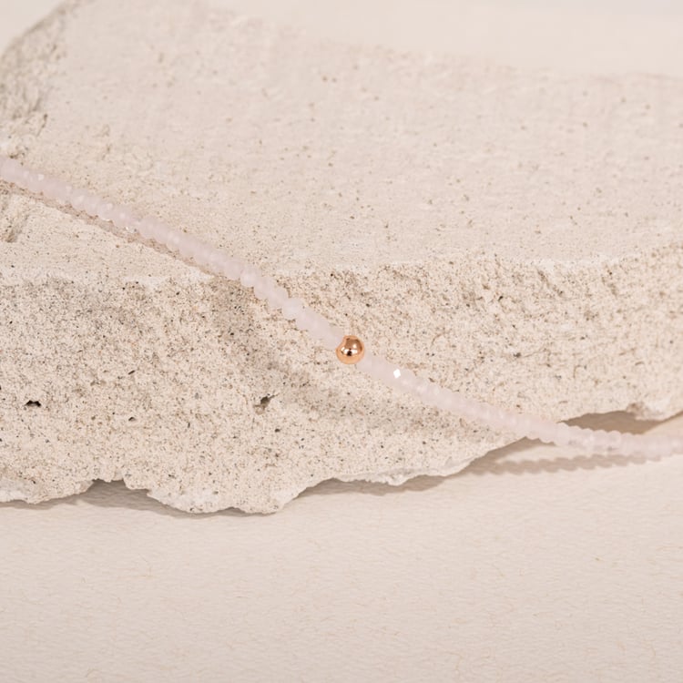 Stříbrný náhrdelník s růženinovými korálky Rosa 104477