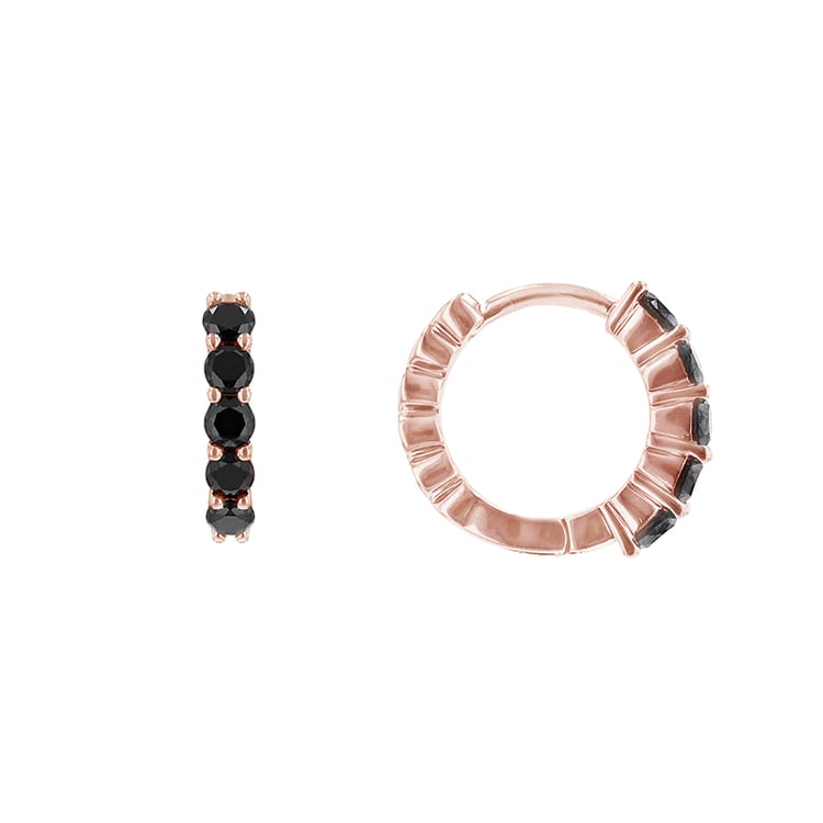 Náušnice s černými diamanty z růžového zlata 85188