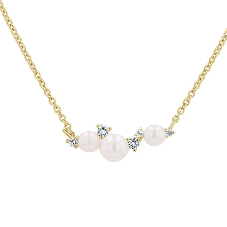 Stříbrný perlový náhrdelník s bílými topazy 