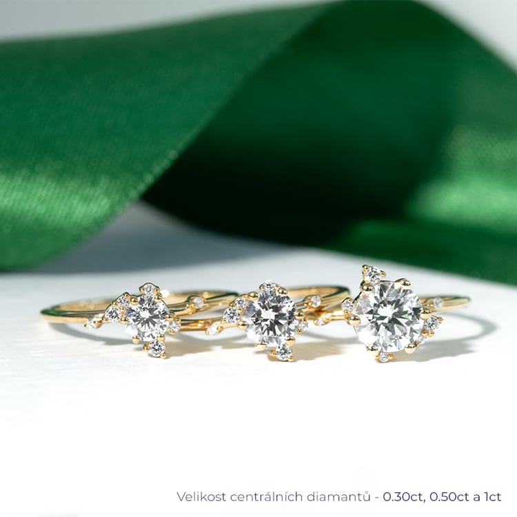 Cluster zásnubní prsten s lab-grown diamanty Kalia 128262