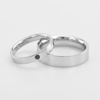 Platinové snubní prsteny s černým diamantem Bren