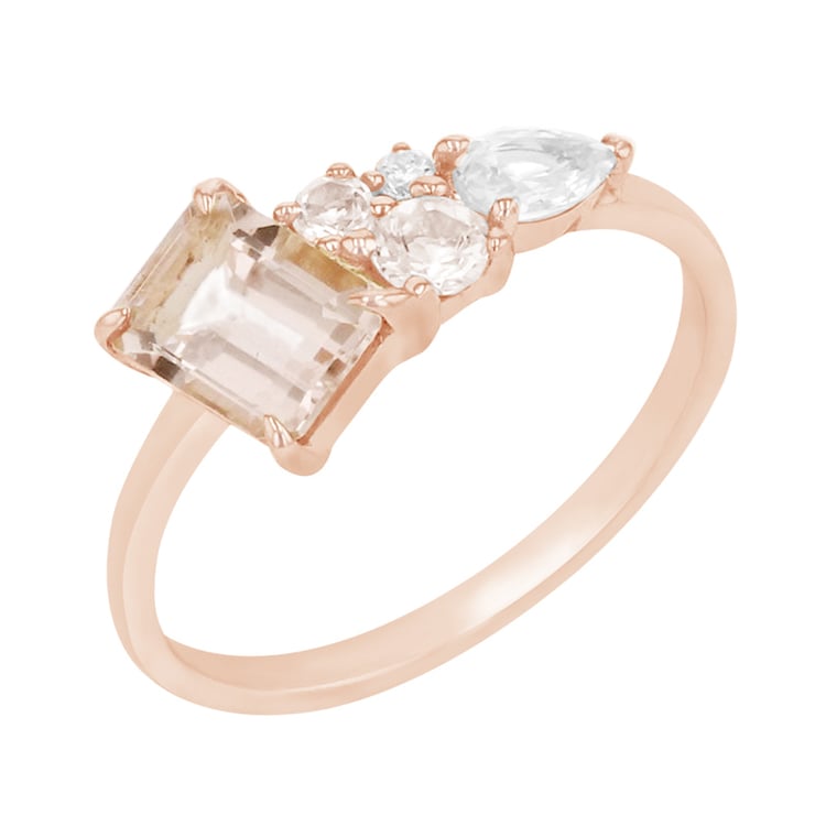 Cluster rozvodový prsten s morganity, diamantem a safírem Frank 165535