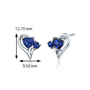  Safírové stříbrné náušnice ve tvaru srdce 2763