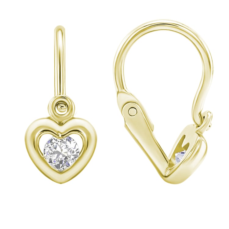 Dětské náušnice srdíčka s diamanty 145062