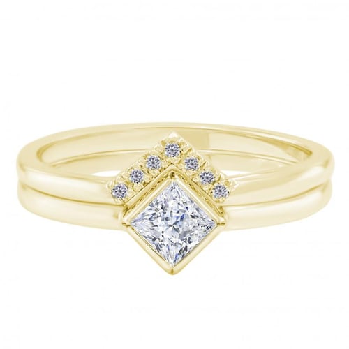 Zlatý zásnubní set prstenů s princess diamantem Ralyh