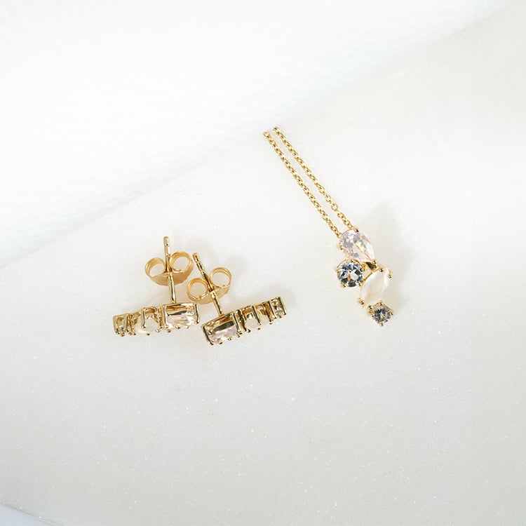 Stříbrné náušnice s měsíčním kamenem, růženínem a topazy Nacho 131917