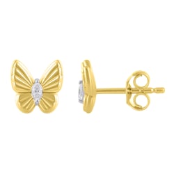 Zlaté náušnice ve tvaru motýla s diamanty Anna