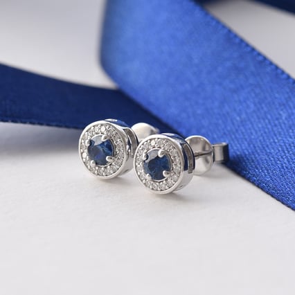 Safírové náušnice s halo osazenými diamanty Idelle