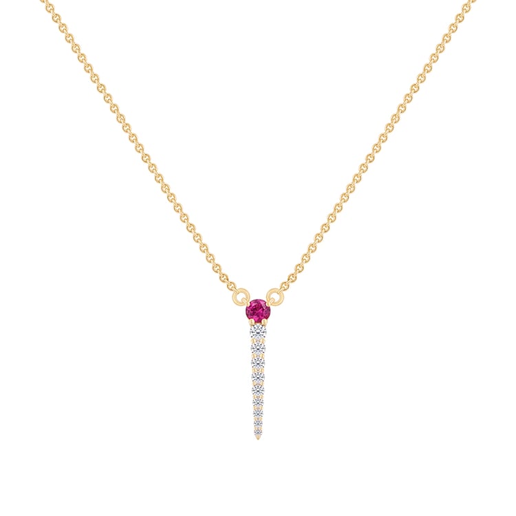 Atypický zlatý náhrdelník s rubínem 89095