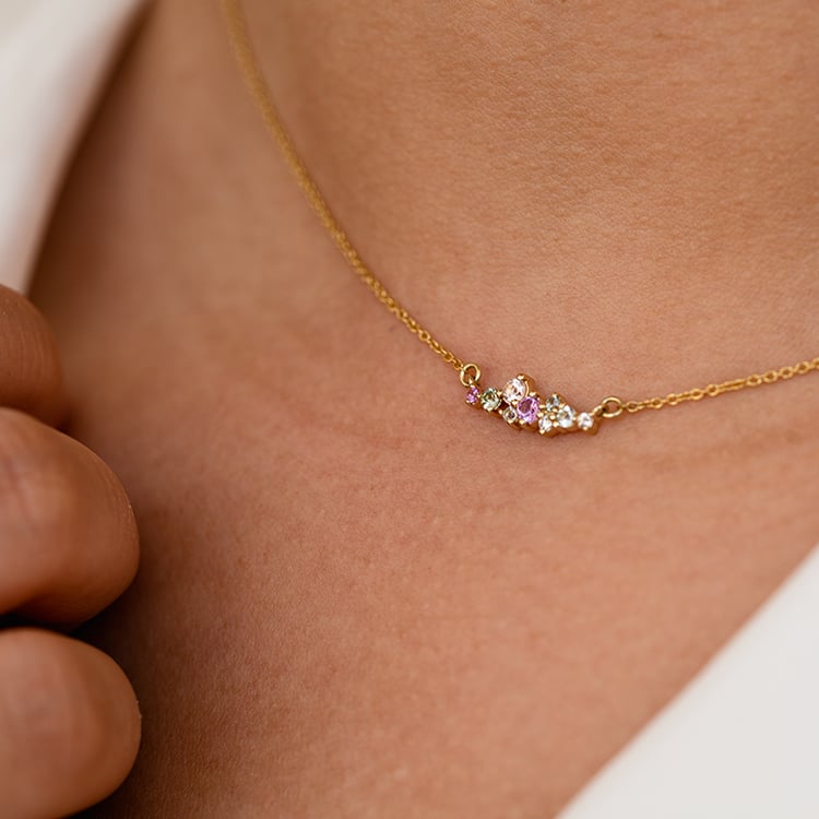 Cluster náhrdelník s drahokamy Kianna 120011