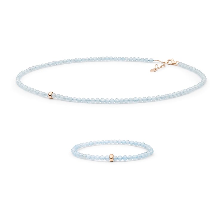 Stříbrná kolekce šperků s akvamarínovými korálky Lugo