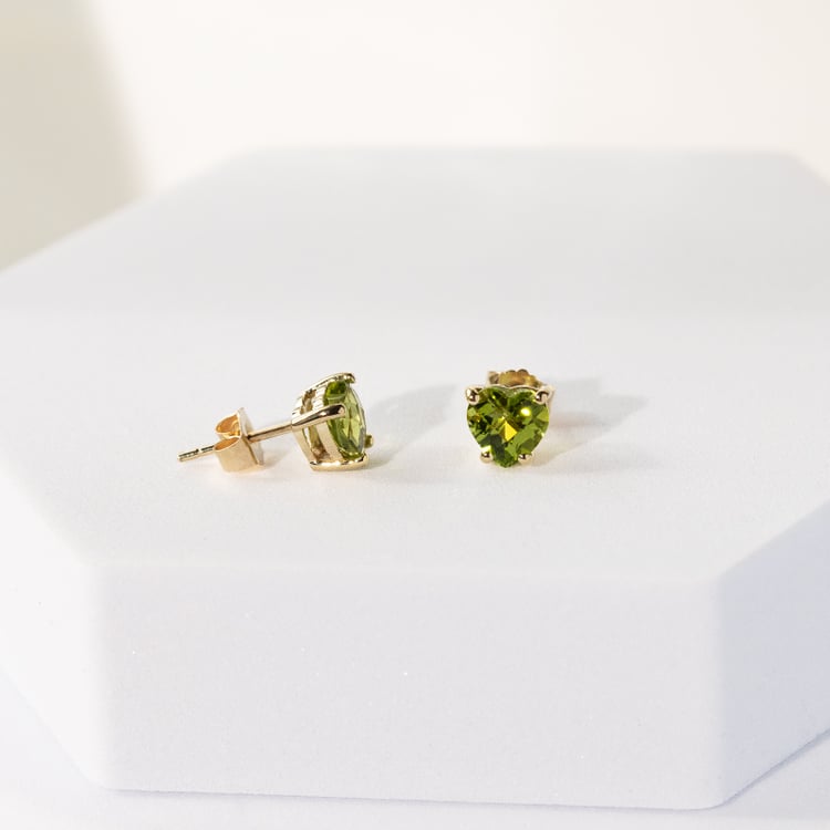 Zlaté náušnice se srdíčkovými olivíny Kaciah 141656