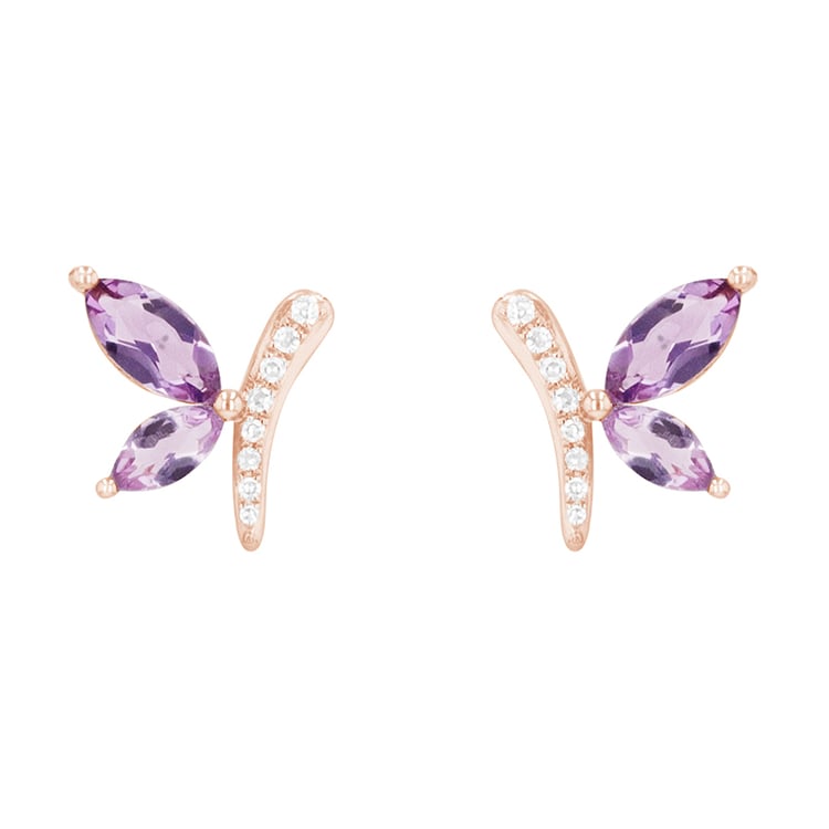 Jemné náušnice s ametysty a diamanty
