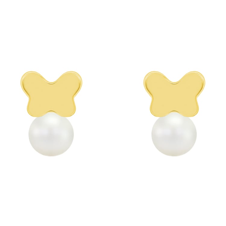 Zlaté dětské náušnice na šroubek s perlami