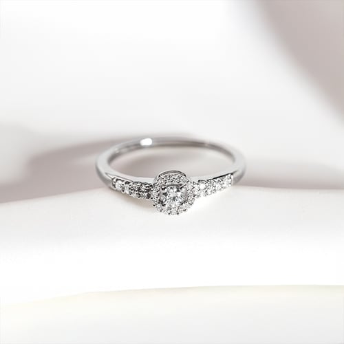 Zlatý halo prsten s lab-grown diamanty Mourise