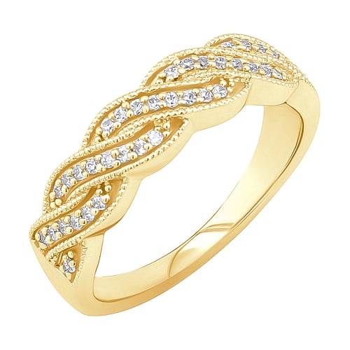 Propletený prsten s lab-grown diamanty Kalpini