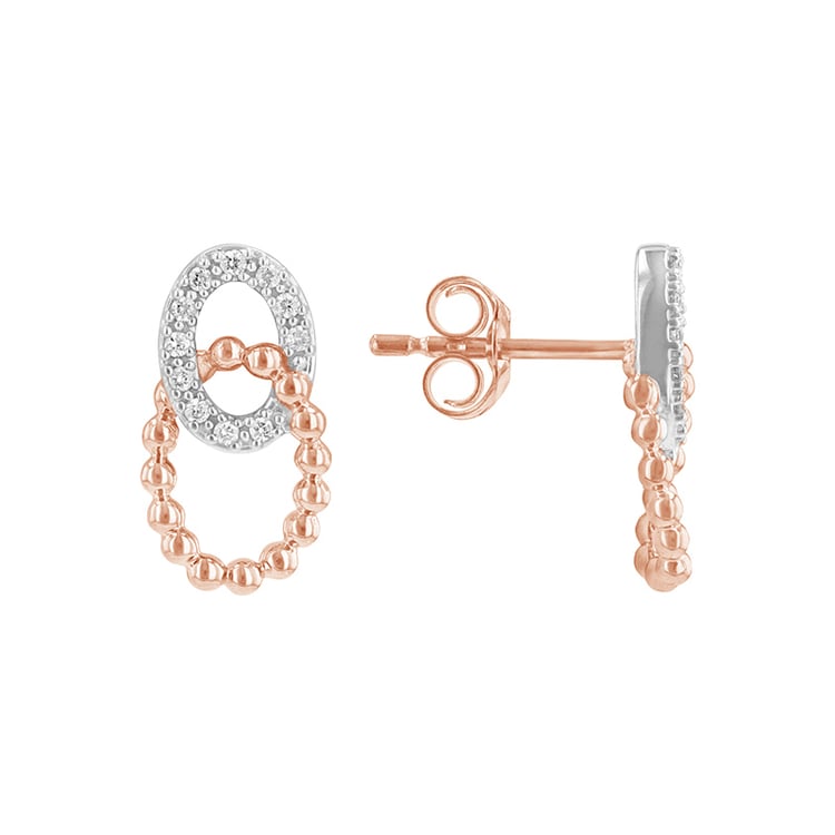 Proplétané náušnice s diamanty z kombinovaného zlata 85024