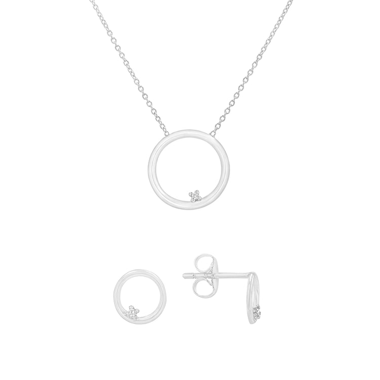 Kolekce karma náušnic a náhrdelníku z bílého zlata 82318