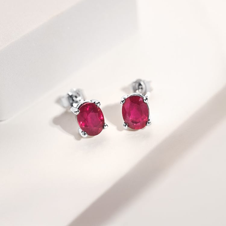 Rubínové náušnice z 18k zlata Deepti 154092