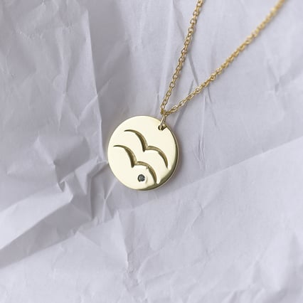 Zlatý přívěsek se znamením a akvamarínem Vodnář