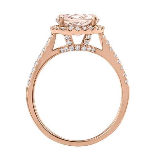 Prsten z růžového zlata s morganitem a diamanty Xana