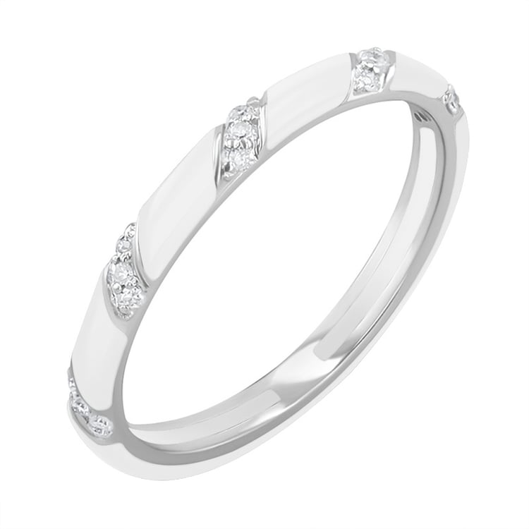 Bílý keramický prsten s diamanty Astair 128734