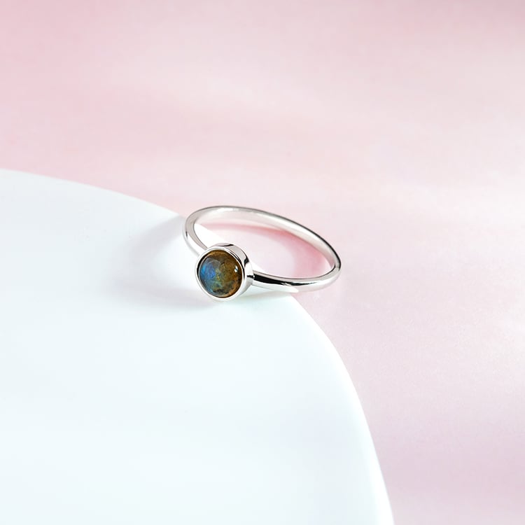 Zlatý minimalistický prsten s labradoritem Stowy 150426