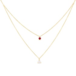 Zlatý náhrdelník s perlou a rubínem Auburn