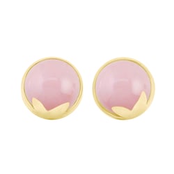 Zlaté náušnice s cabochon růžovými opály Erica